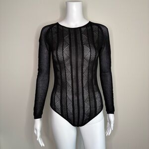 Naked Wardrobe Black Lace Bodysuit Top